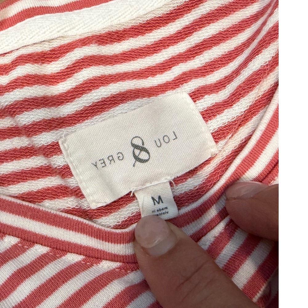 Lou & Grey Womens Red White Striped Maxi Dress Size M Soft Coastal Summer - Picture 2 of 7